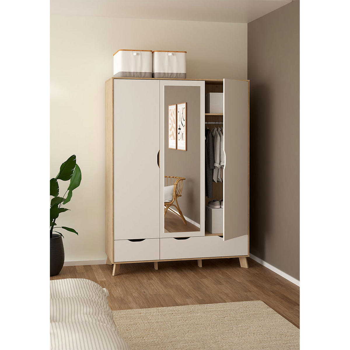 KLEIDERSCHRANK, Ikast, Eiche, Holzwerkstoff, 1498 x 59 x 201 cm - Eichefarben, Holzwerkstoff (1498/201/59cm) - ebuy24