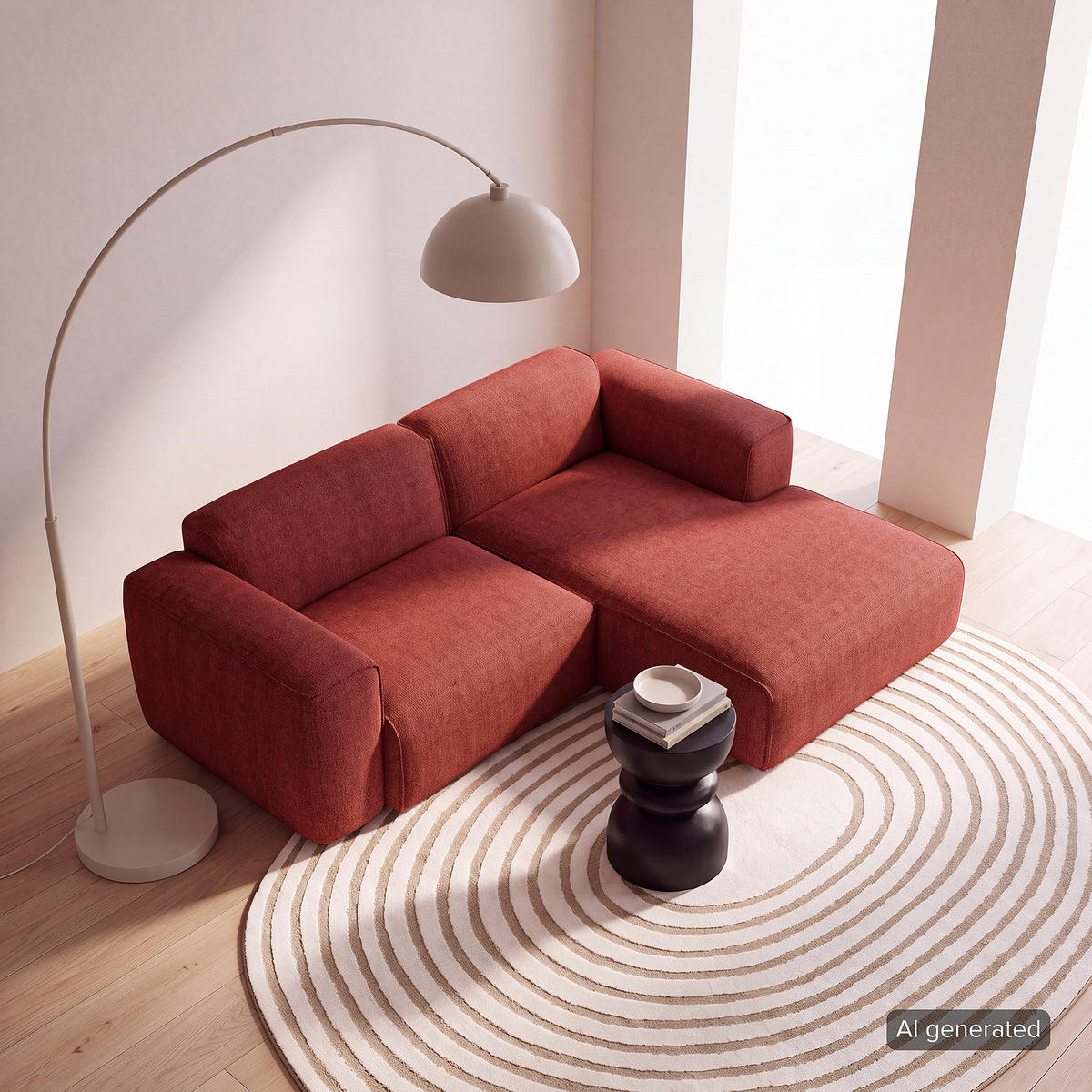 ECKSOFA mit XL-Longchair - Rot/Schwarz, Kunststoff/Textil (260/171cm) - home24