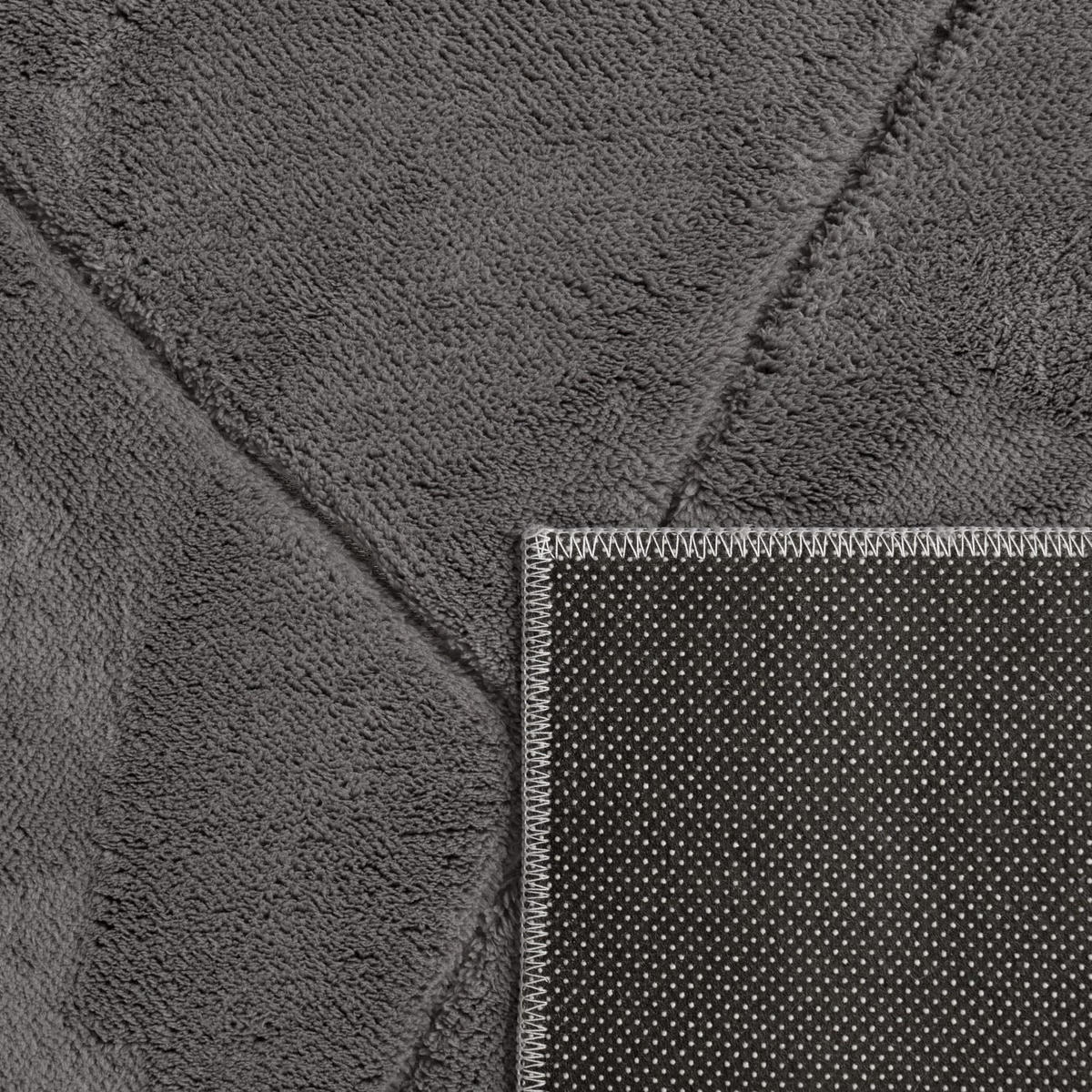 KURZFLORTEPPICH Waschbar, mit Rauten-Struktur, Anthrazit, 60 x 100 cm - Anthrazit, Textil (60/100cm) - KADIMA DESIGN