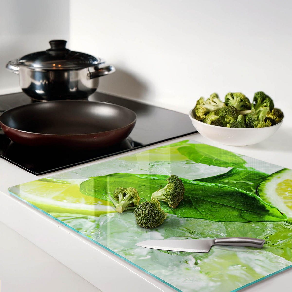 GLASPLATTE 60x52 cm Limette mit Eis - Grün, Glas (60/0.4/52cm) - TULUP