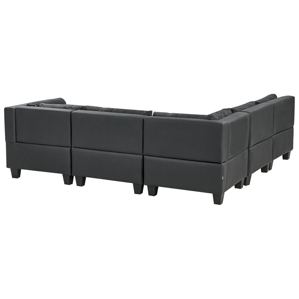 COLȚAR modul cu 5 locuri pe partea dreaptă negru piele ecologică Unstad - negru, material plastic (228/228cm) - Beliani