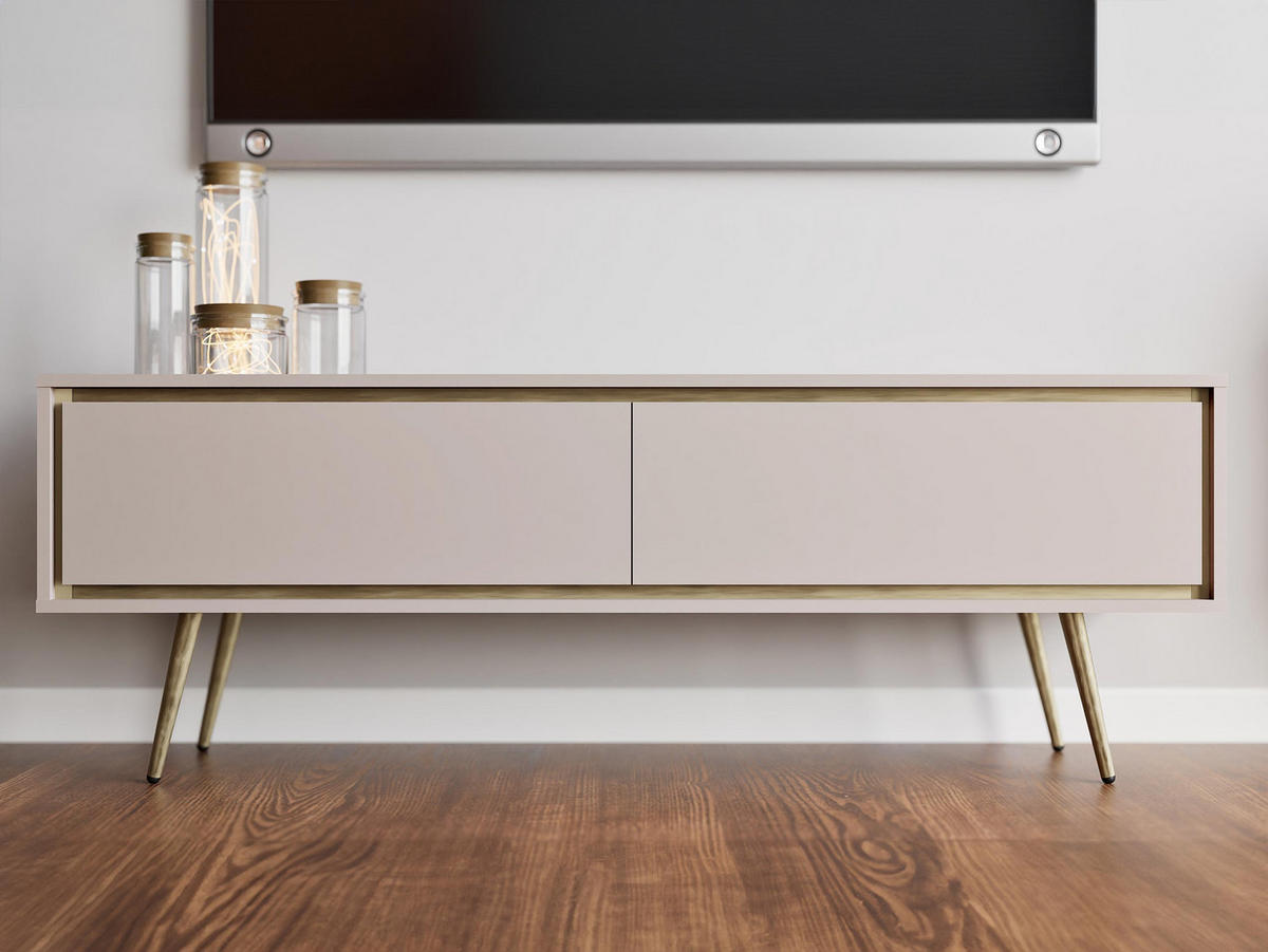 TV-LOWBOARD Tori 02 - Kaschmir/Goldfarben, Holzwerkstoff/Metall (150/50/40cm) - MIRJAN24