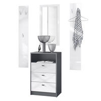 GARDEROBE Pino Weiß Hochglanz - Weiß Hochglanz, Holzwerkstoff (135/190/36cm) - Vladon