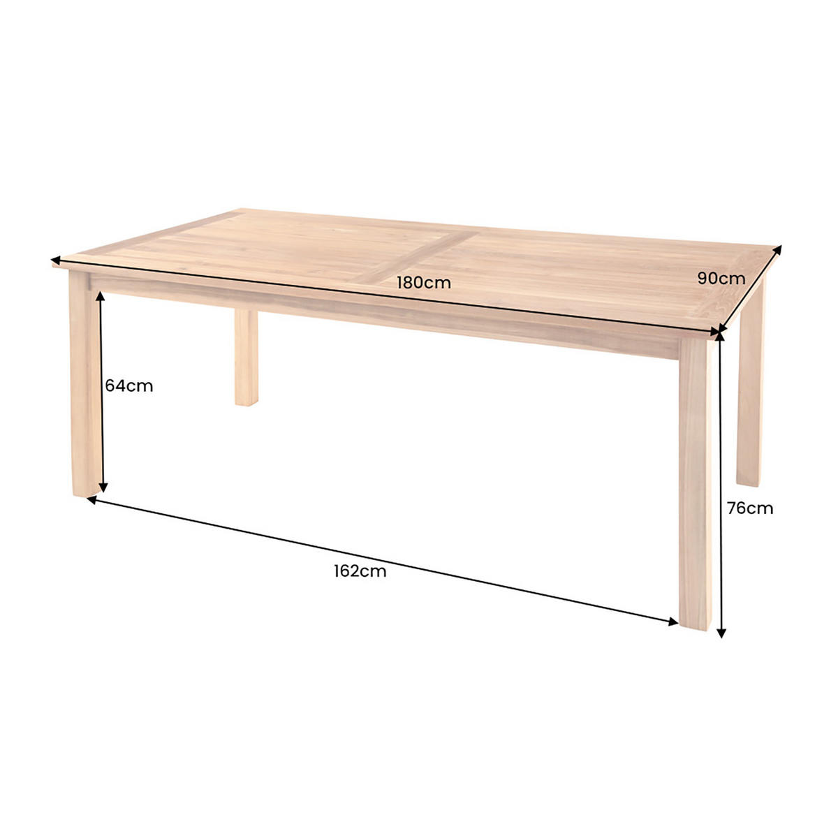 GARTENTISCH EMPIRE TEAK Teakholz Natur 180 cm - Braun, Holz (90/180/76cm) - riess-ambiente