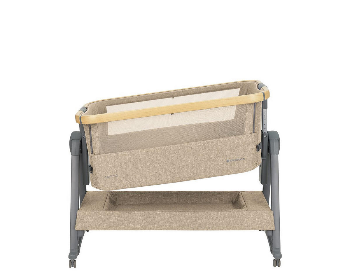 BEISTELLBETT Nanna 2 beige 100 x 48 cm, Schaukelstäbe, Anti-Reflux, Moskitonetz, Räder mit Bremse - Beige, Metall (48/100cm) - Kikka boo