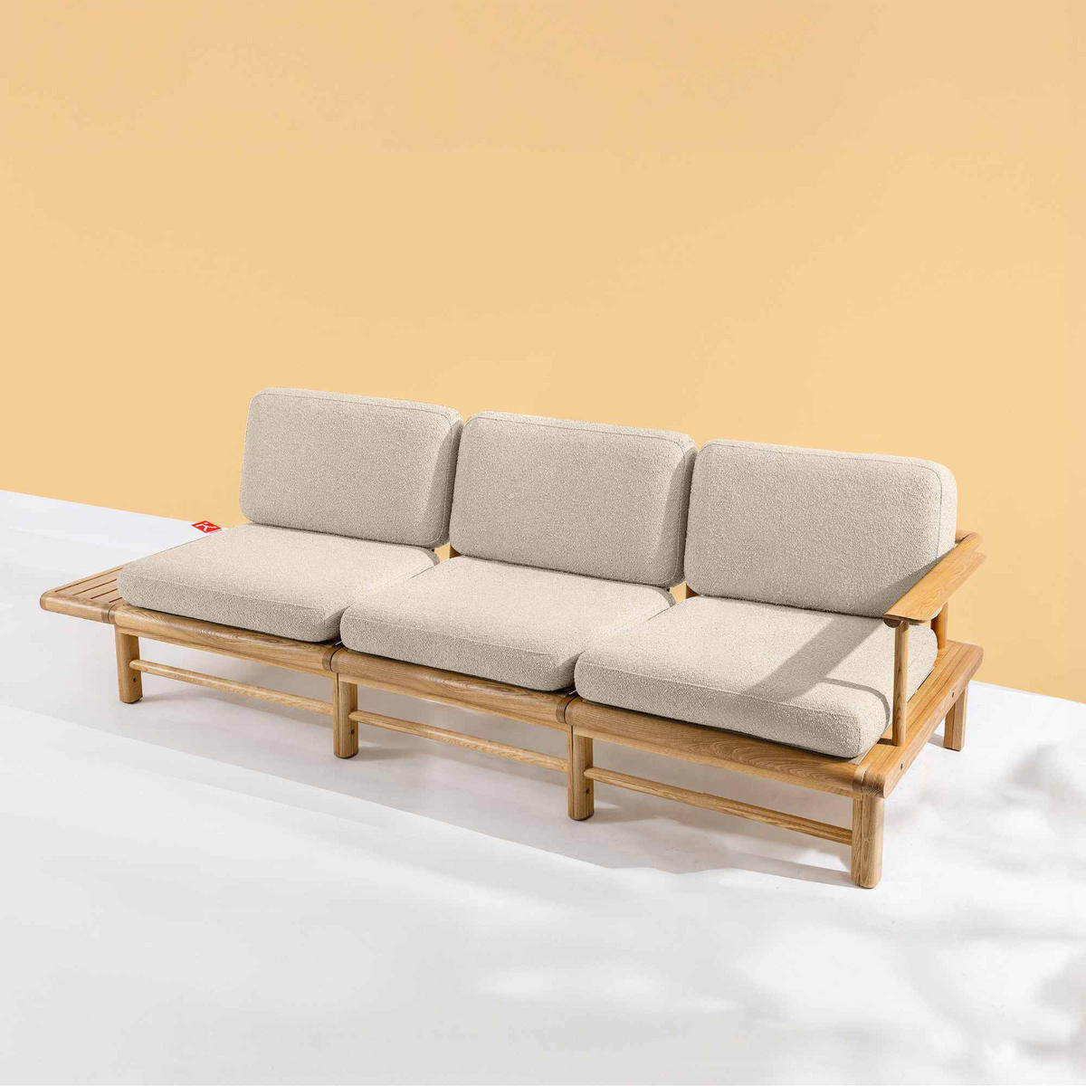 GARTENSOFA ATREDA 3-Sitzer, mit Ablage - Creme, Holz/Textil (245/74/80cm) - KONSIMO®