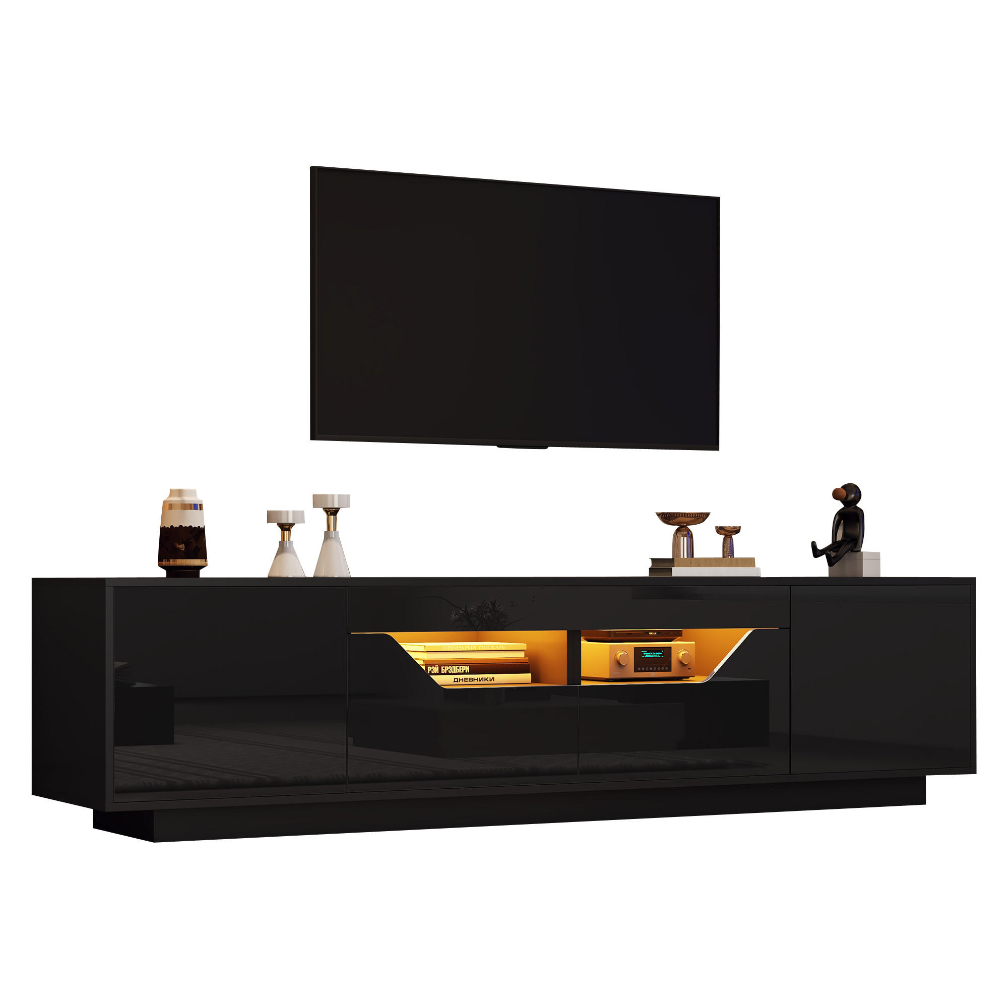Flieks Tv-Lowboard Schwarz 180x45x40 cm