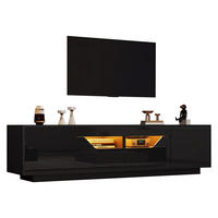 TV-LOWBOARD 180x40x45cm Schwarz mit LED, 2 Schränken - Schwarz, Holzwerkstoff (180/45/40cm) - FLIEKS