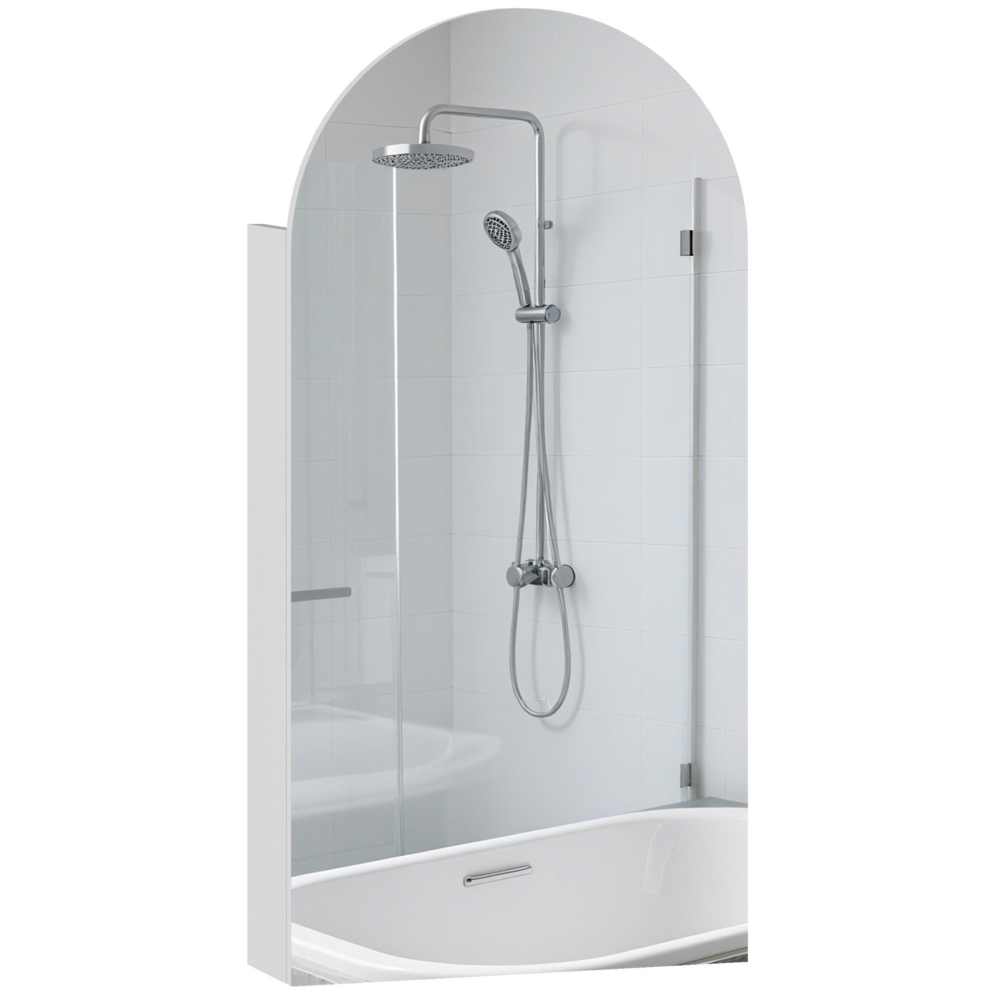 SPIEGELSCHRANK, rahmenloses, mit verstellbaren Glasböden,40*12*80cm, weiß - Weiß, Glas (40/80/12cm) - Vallsero