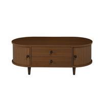 COUCHTISCH Walnuss mit 2 Schubladen und Rolltüren 100/50/36 cm - Walnussfarben, Holzwerkstoff (50/100/36cm) - PANGIVO