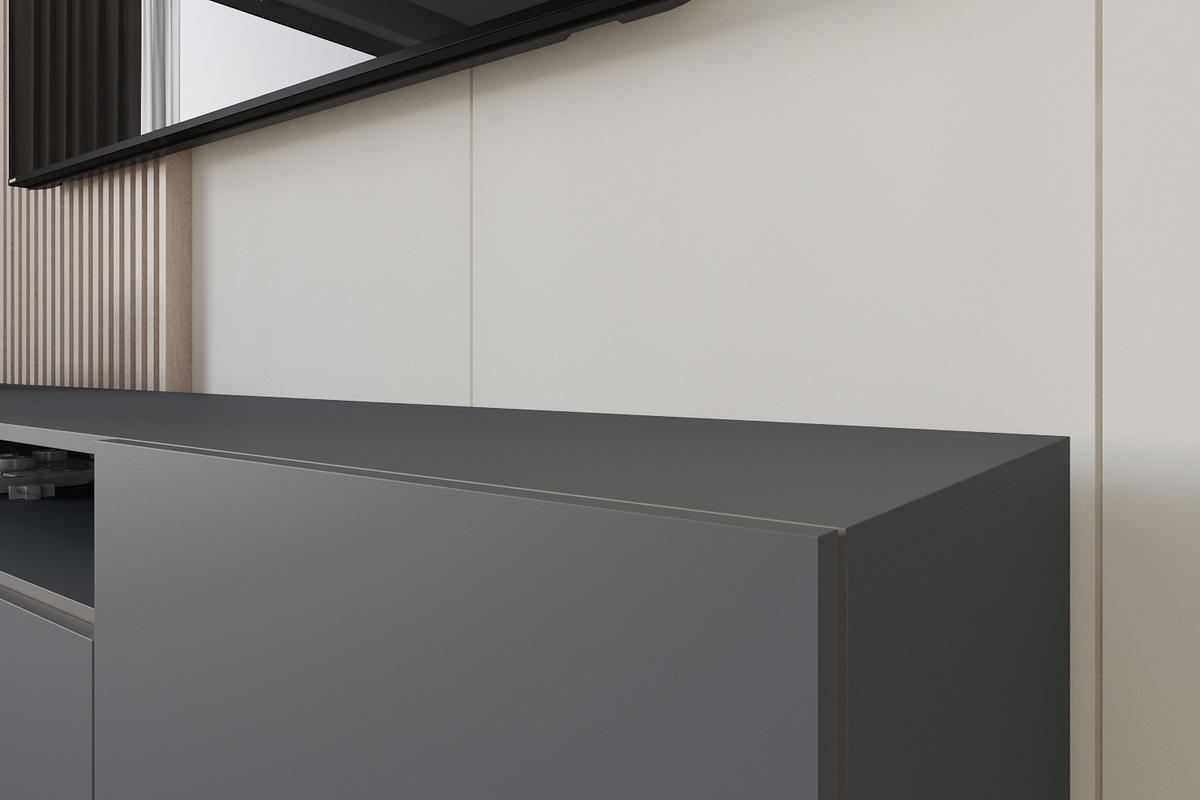 LOWBOARD ELIO-S 200x53x41 cm - Graphit - Schwarz/Graphitfarben, Holzwerkstoff (200/53/41cm) - ALTDECOR