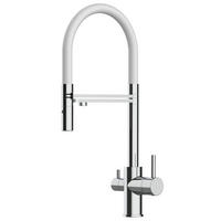 3-WEGE-KÜCHENARMATUR, Verchromt und Weiß, 2-Strahl-Brause - Weiß, Metall (20.8/50.8/20.8cm) - VIZIO