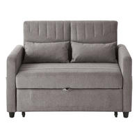 SCHLAFSOFA aus Baumwoll-Leinen-Stoff 166x95 cm Grau mit Ausziehfunktion, 3-fach verstellbarer Rückenlehne und 2 Kissen - Grau, Kunststoff (77/82.5/114cm) - Modfu