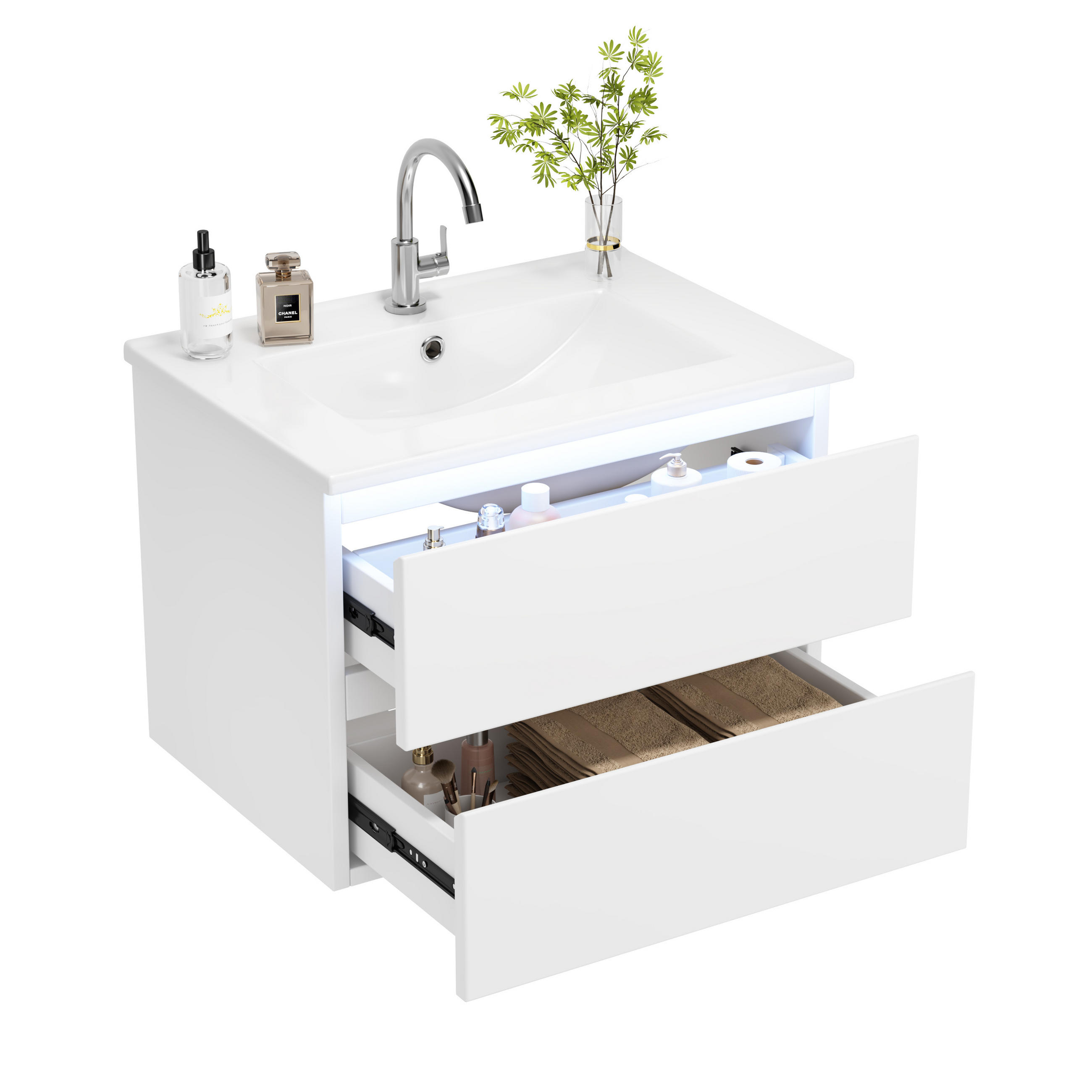 Evryae Waschbeckenunterschrank Weiß 61x45x46 cm