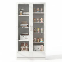 VITRINE in Weiß mit Schubladen und Glastüren für Wohnzimmer und Büro, B80/T40/H160 cm - Weiß, Glas/Holzwerkstoff (80/160/40cm) - STILVORA