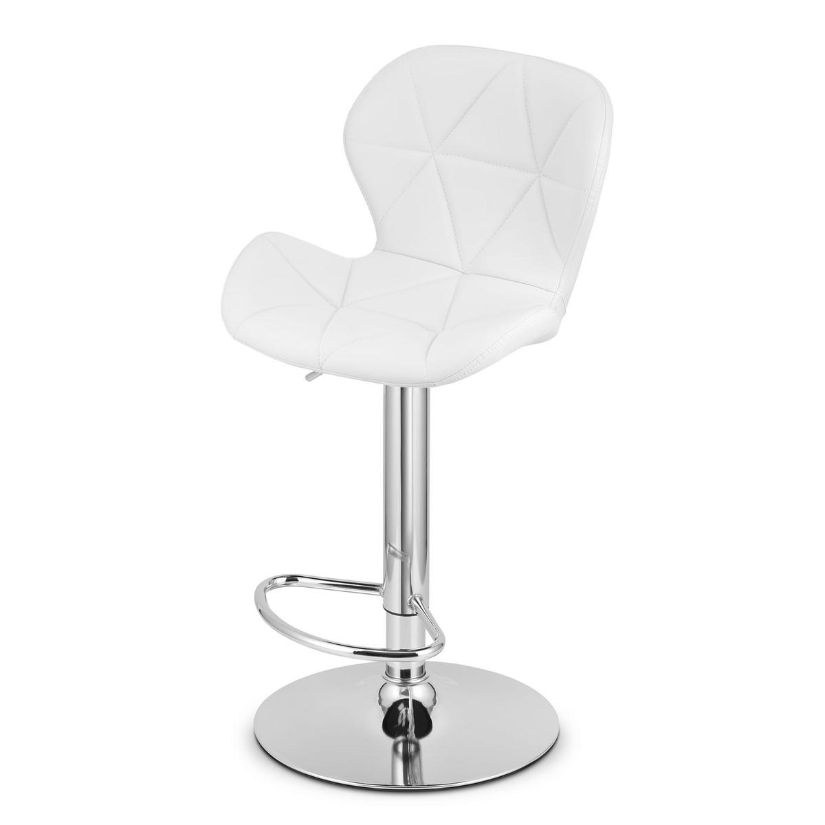 BARHOCKER WEST ECO weißer Sitz, Chrombasis - Weiß, Leder (46/111/48.5cm) - Valora