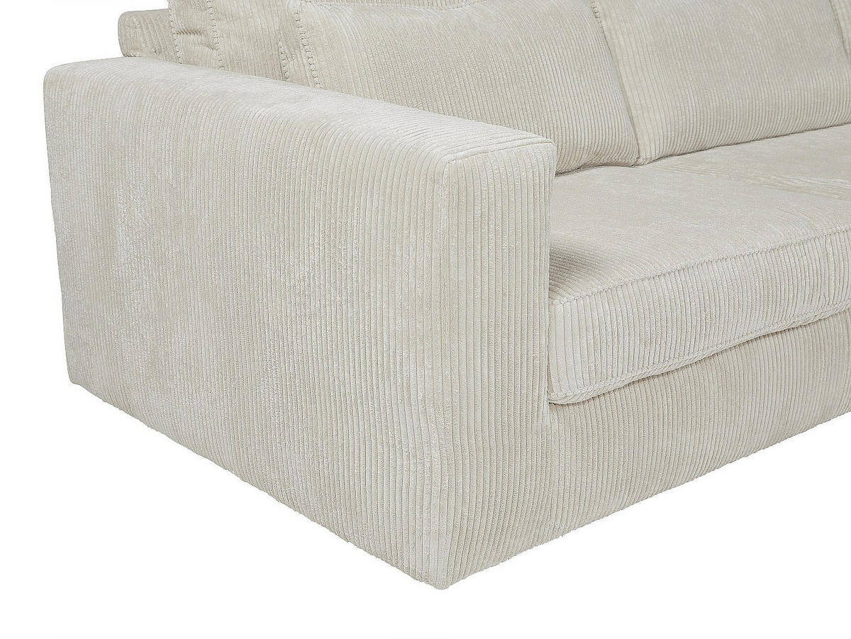 RECHTES Ecksofa aus beigefarbenem Cord – MONDOVI - Beige, Textil (271/167cm) - Vente-Unique