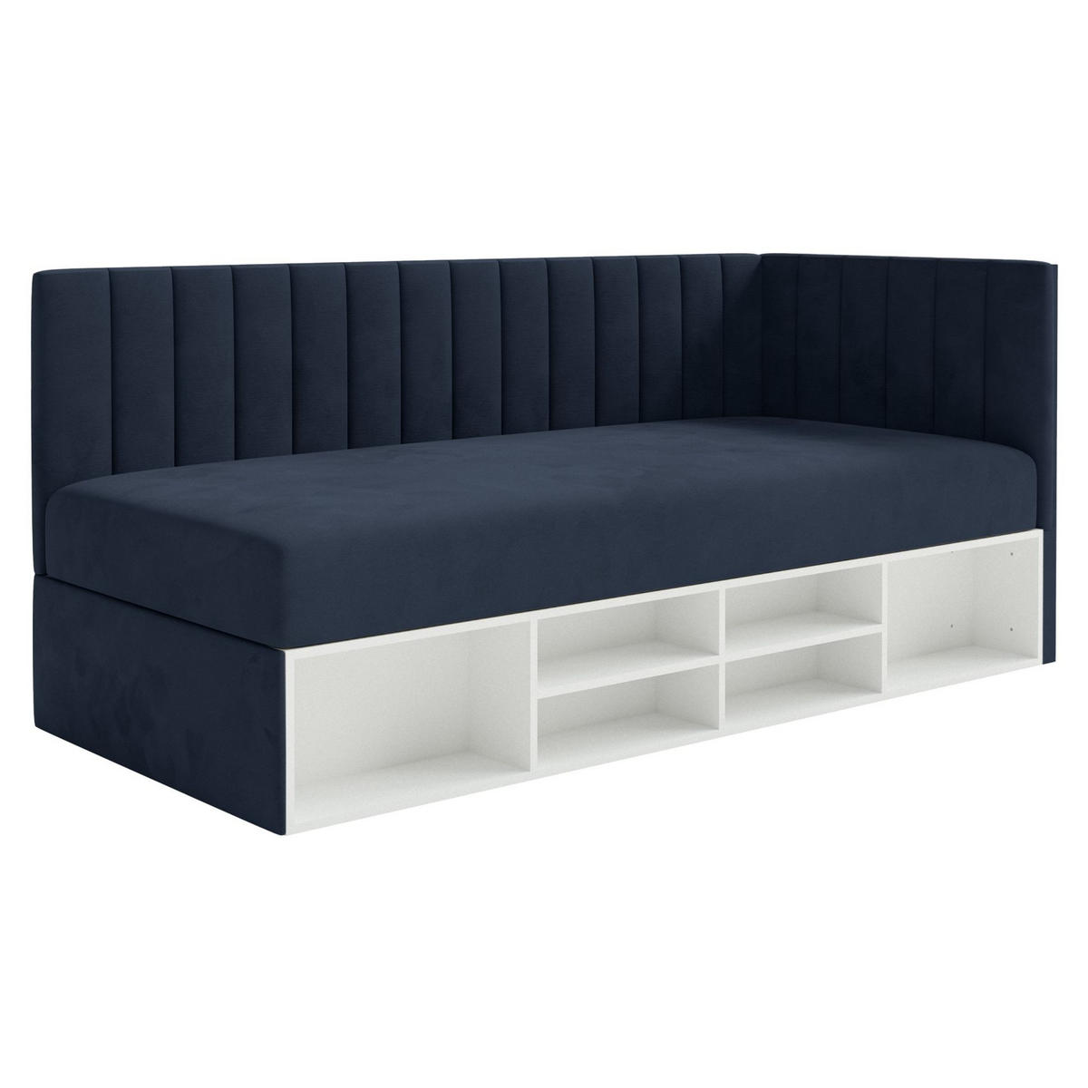 JUGENDBETT Ventrio Dunkelblau Easy-Clean-Samtbezug 90x200 cm - Graphitfarben, Holz/Textil (90/200cm) - Selsey
