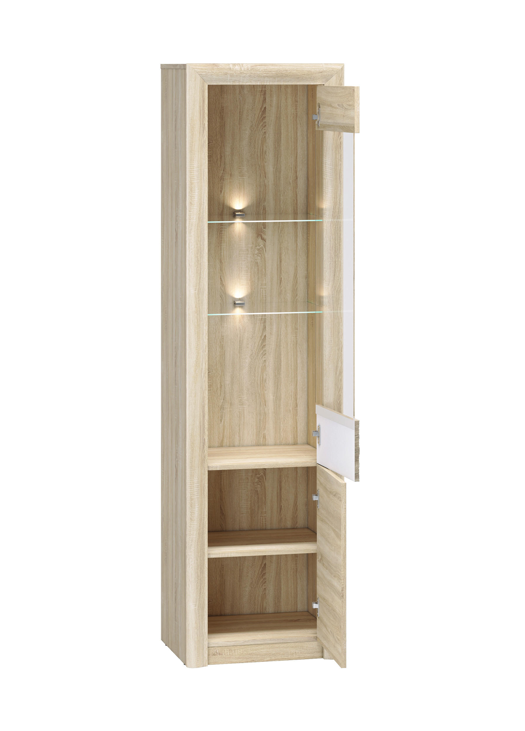 VITRINE Castel Sonoma Eiche hell / Sonoma Eiche Trüffel 55 / 43 / 201cm - Multicolor/Braun, Holz/Holzwerkstoff (55/201/43cm) - Feldmann-Wohnen
