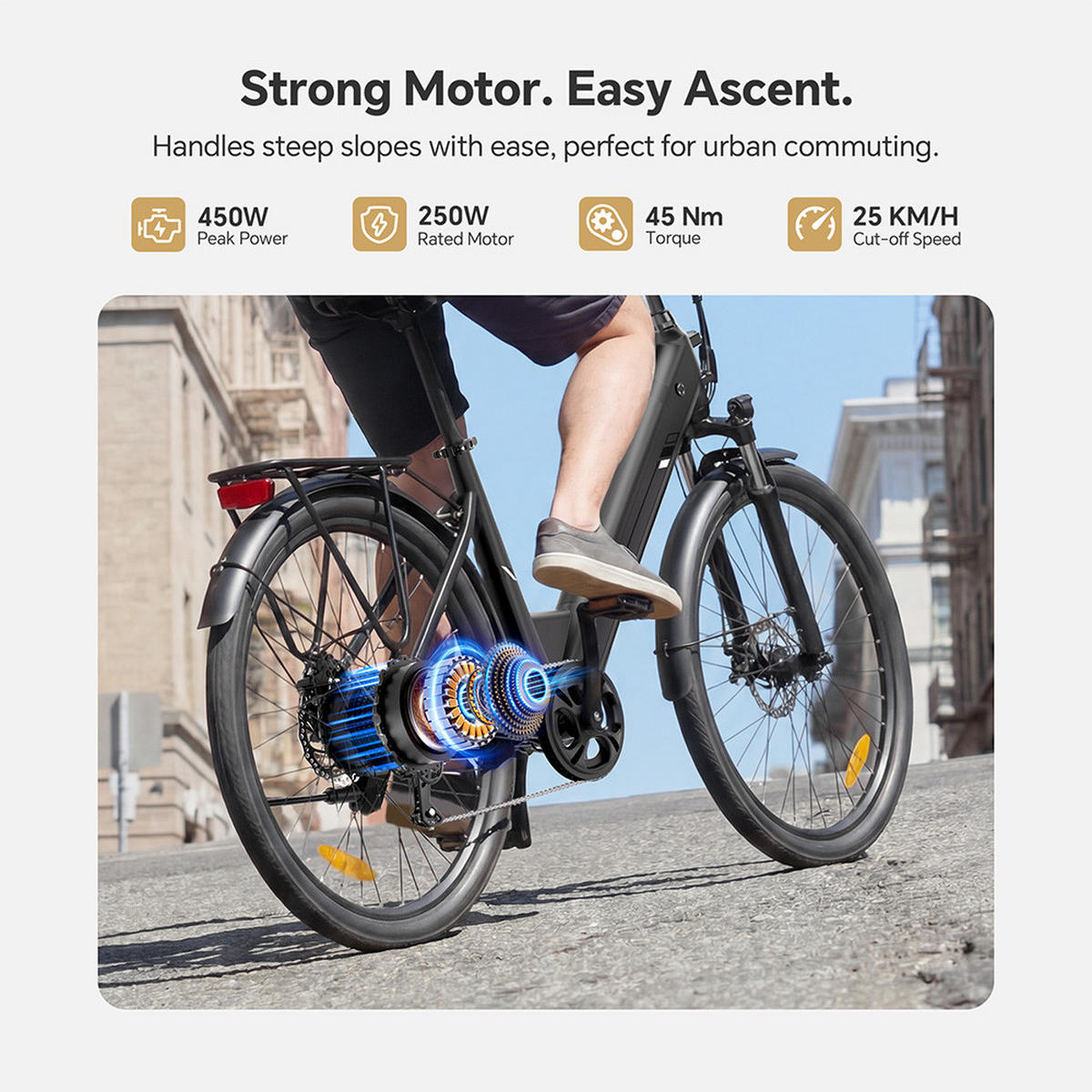 E-BIKE Touroll J2 ST Pro – 100km Reichweite, hydraulische Bremsen, Step-Thru Rahmen - Graphitfarben, Metall (120cm)