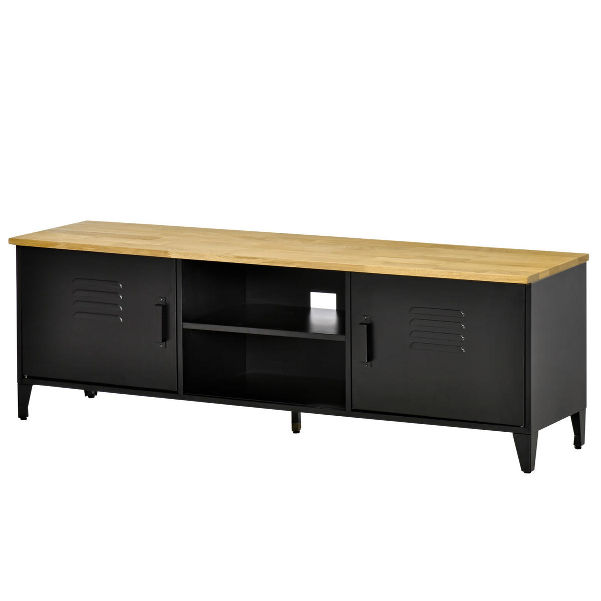 LOWBOARD DE-16082 150/40/50 cm Schwarz/Naturholz - Schwarz, Metall (150/50/40cm) - ComfortXL