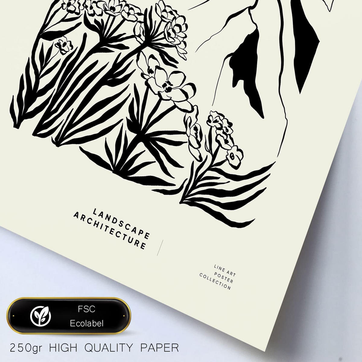POSTER Set Mit 6 Schwarze Tintenecken Größe A3 & A4 Weißer Rahmen - Weiß, Papier (29.7/1cm) - Nacnic