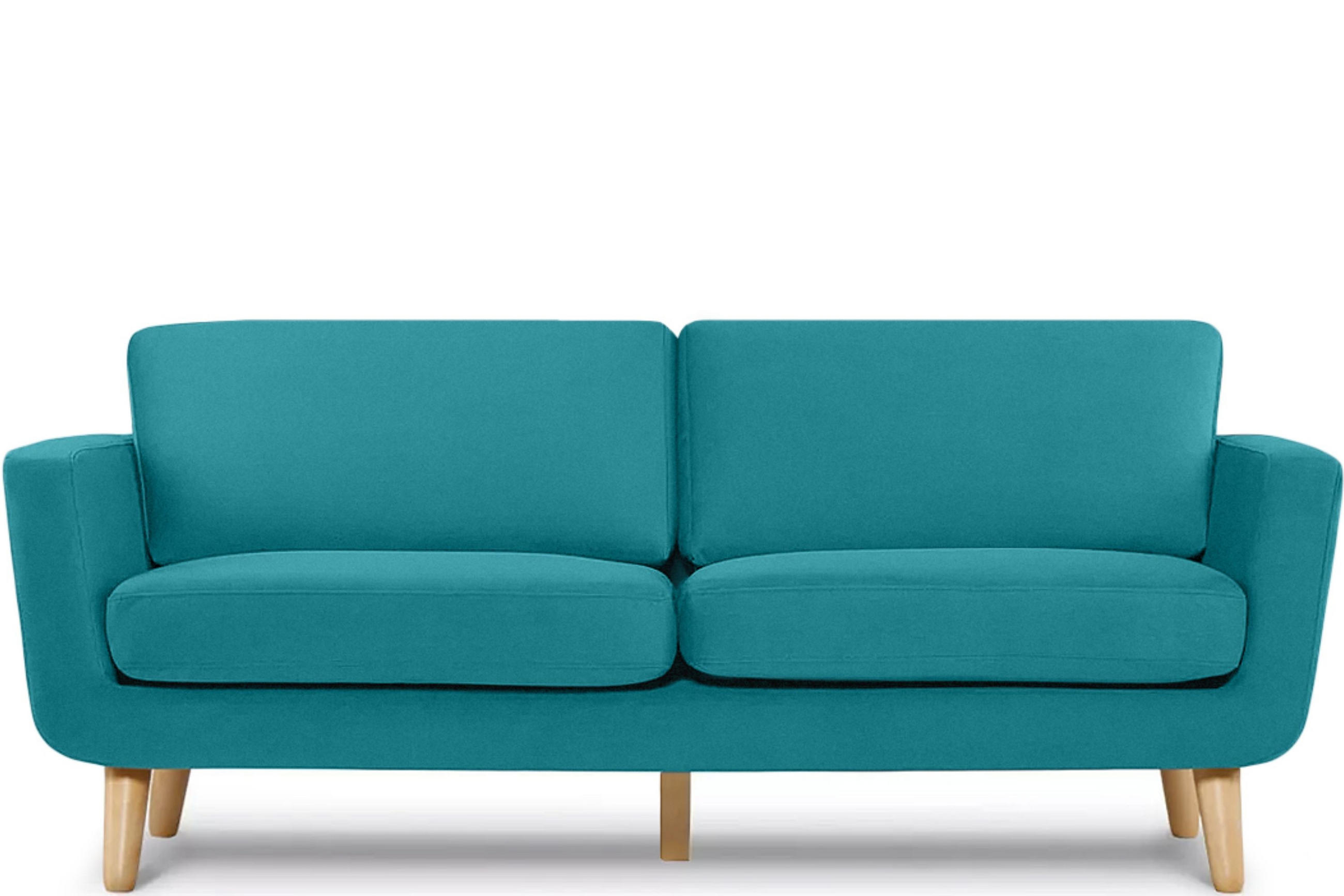 3-SITZER-SOFA TAGIO mit Armlehnen, Türkisblau - Türkis/Braun, Buchenholz/Textil (88/80/190cm) - KONSIMO®