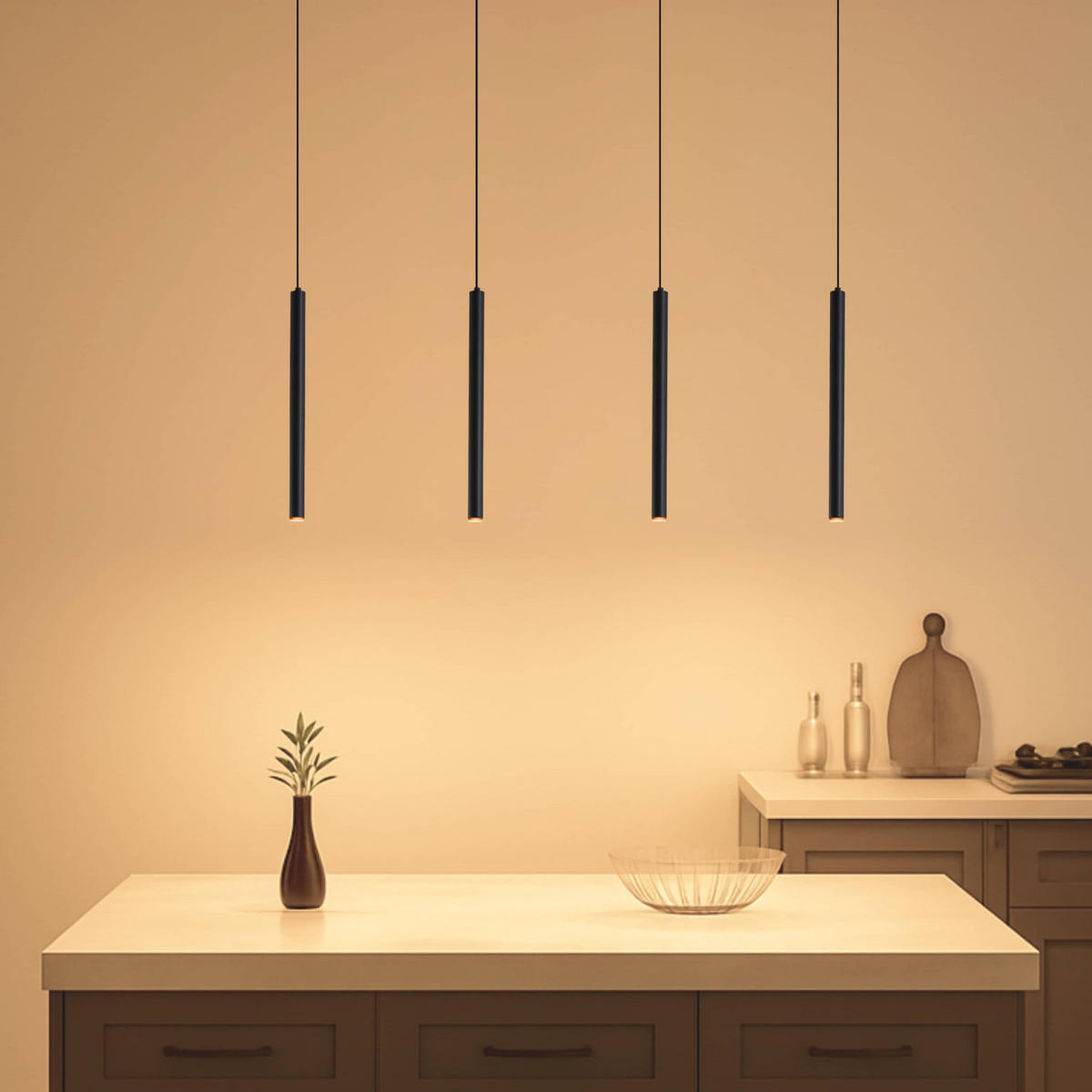 DECKENLEUCHTE MIT SPOTSTRAHLERN Lyne, Schwarz, 135cm - Schwarz, Metall (100/1.6/135cm) - KOSILUM