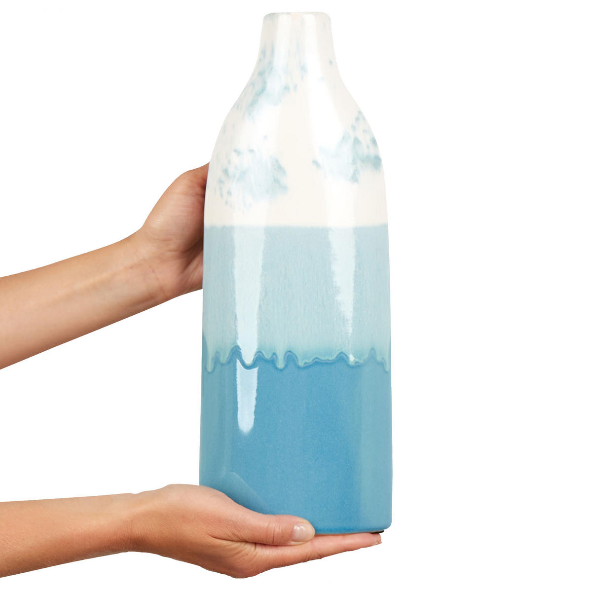 BLUMENVASE Steinzeug blau Callipolis - Blau, Stein (35cm) - Beliani