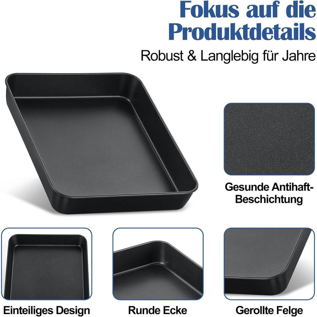 BACKBLECH mit Antihaftbeschichtung 26,5 x 20,8 x 5 cm - Schwarz, Metall (20.8/5/26.5cm)