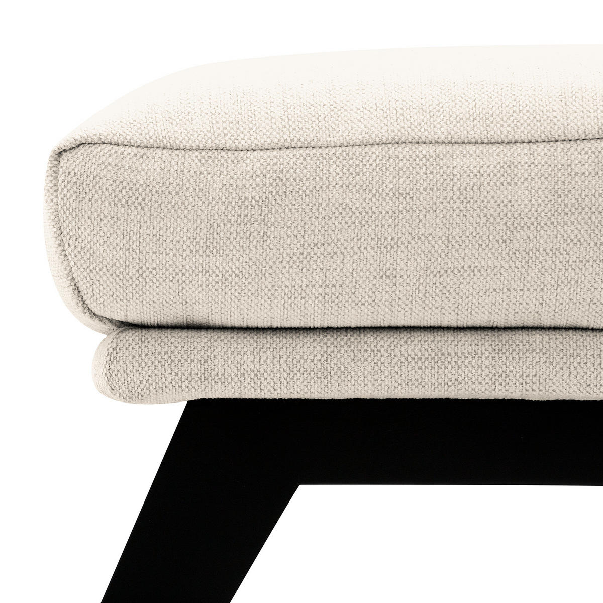 POLSTERHOCKER mit Holzfüßen - Beige/Schwarz, Eichenholz/Textil (51/37/41cm) - home24