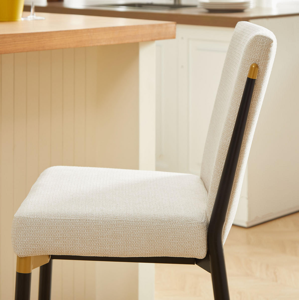 BARHOCKER 2er-Set Thekenhöhe skandinavisch Stoff Beige - Beige, Metall (49/102/59cm) - Meubliv