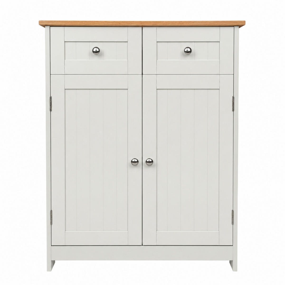 BADEZIMMERSCHRANK MDF Weiß Eiche 2 Schubladen 2 Türen 60x30x75 cm - Hellbraun/Weiß, Holzwerkstoff (60/75/30cm) - Begryf