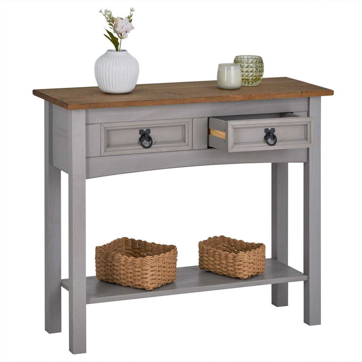 KONSOLENTISCH RAMON - Naturfarben/Grau, Holz (32/87/73cm) - CARO-Möbel