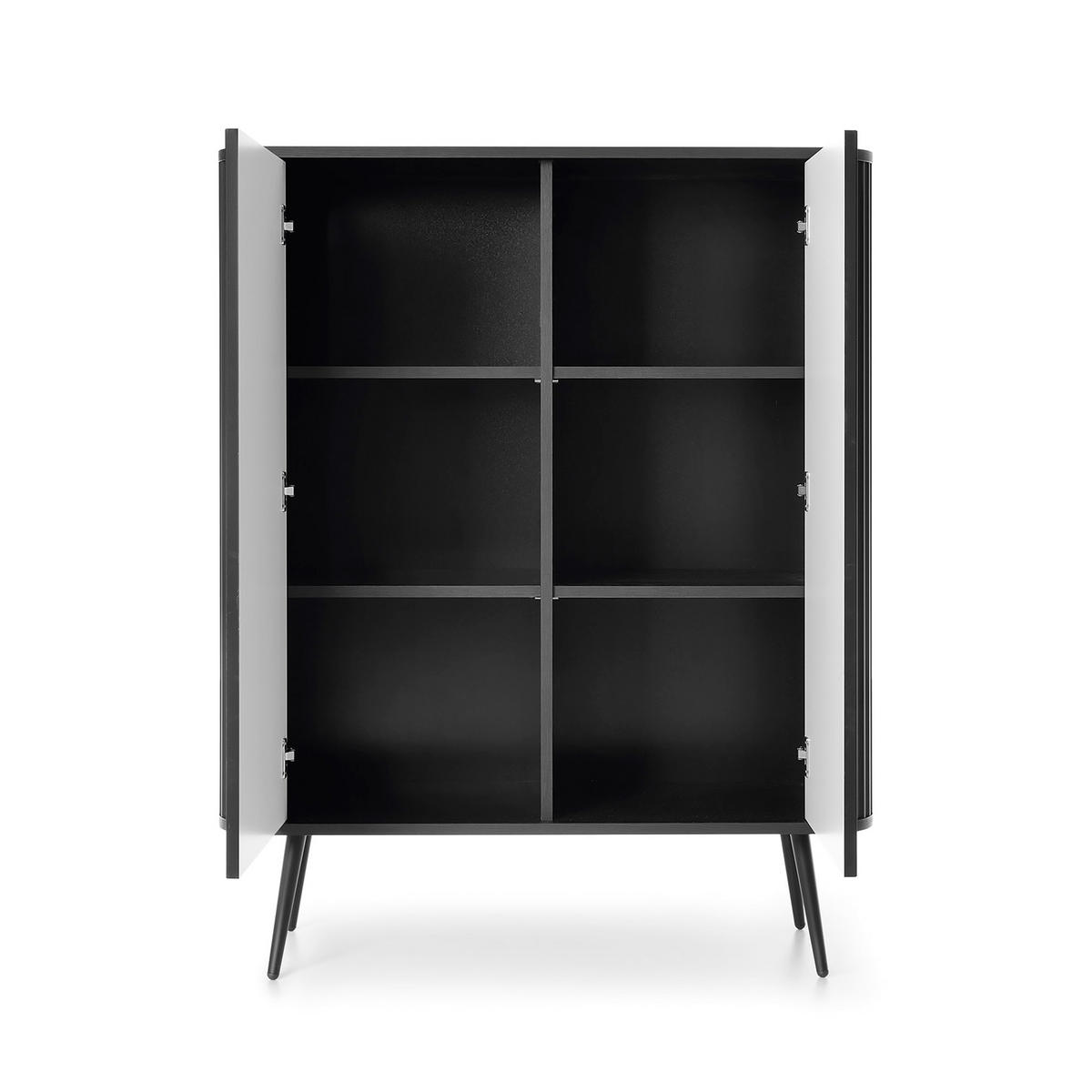 HIGHBOARD ZENZERO 103/129/39 cm mit 2 Türen Schwarz - Schwarz, Holzwerkstoff (103/129/39cm) - MASSENO