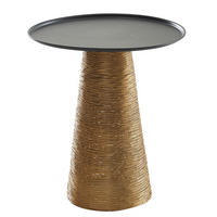 BEISTELLTISCH – Rund Aluminium Schwarz Gold Muster handgefertigt 40x40 cm - Goldfarben, Metall (40/40/45cm) - KADIMA DESIGN