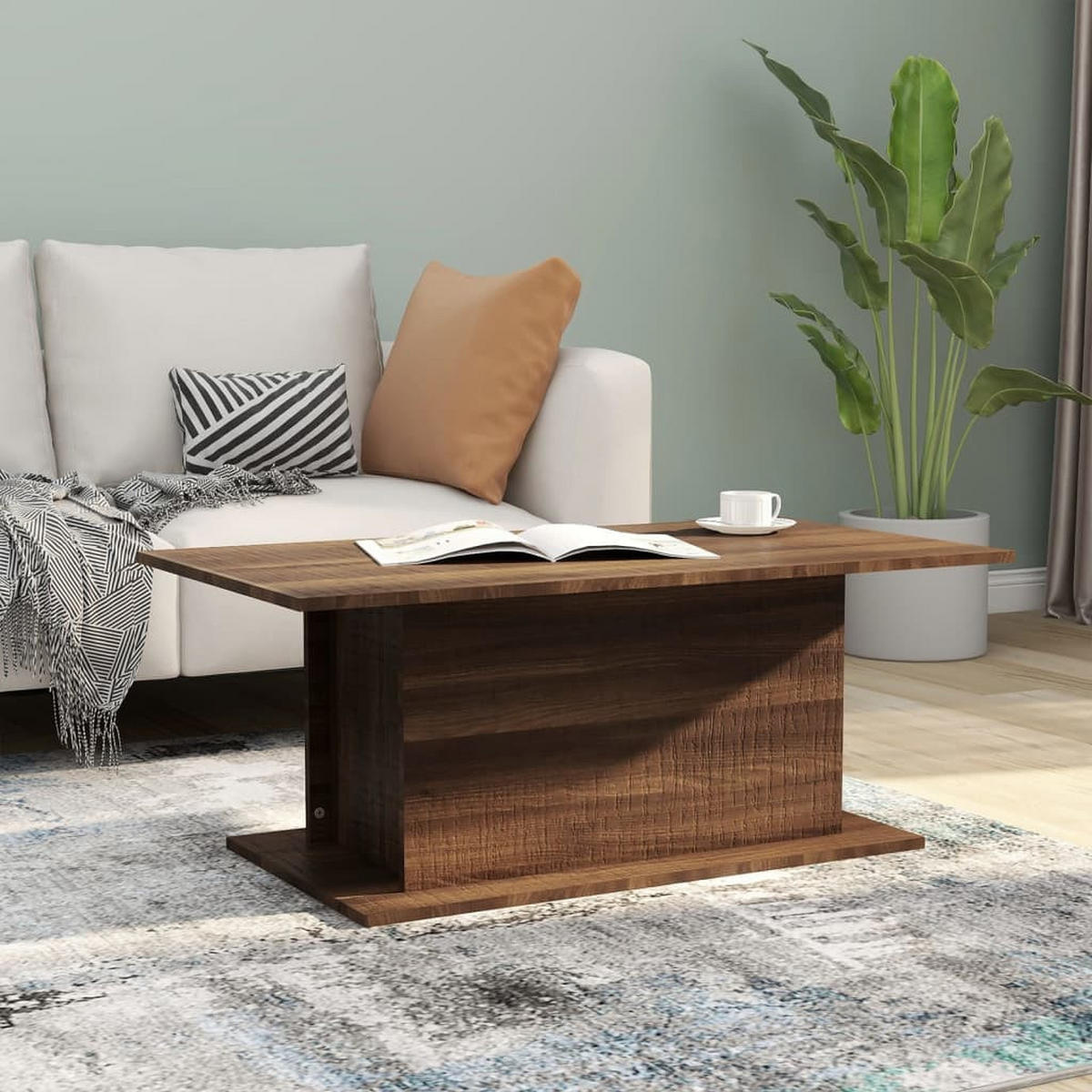 COUCHTISCH Braun Eiche 102x55,5x40 cm Holzwerkstoff - Braun, Holzwerkstoff (102/55.5/40cm) - furnicato