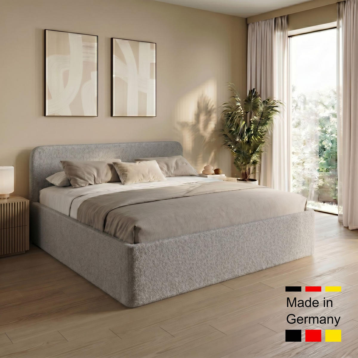 POLSTERBETT 180x200 cm Bouclé Silber - Silberfarben, Textil (180/200cm) - Home Collective