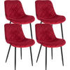 STUHL 4er Set Samt rot - Rot/Schwarz, Textil/Metall (53/82/60cm) - CLP