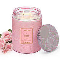 DUFTKERZE Rose Sojawachs 410 g bis zu 100 Std. - Rosa, Paraffin (12cm)
