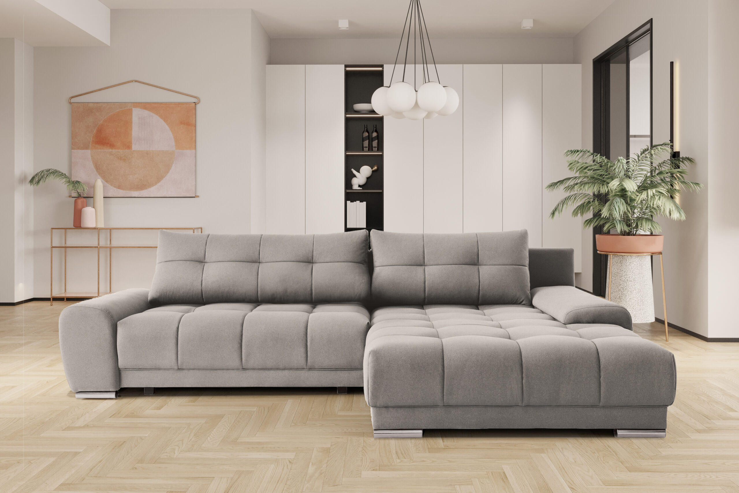 ECKSOFA WAVE Mit Schlaffunktion, Stoff SORO, Beige Rechts - Beige, Holz (281/105cm) - Kaiser Möbel