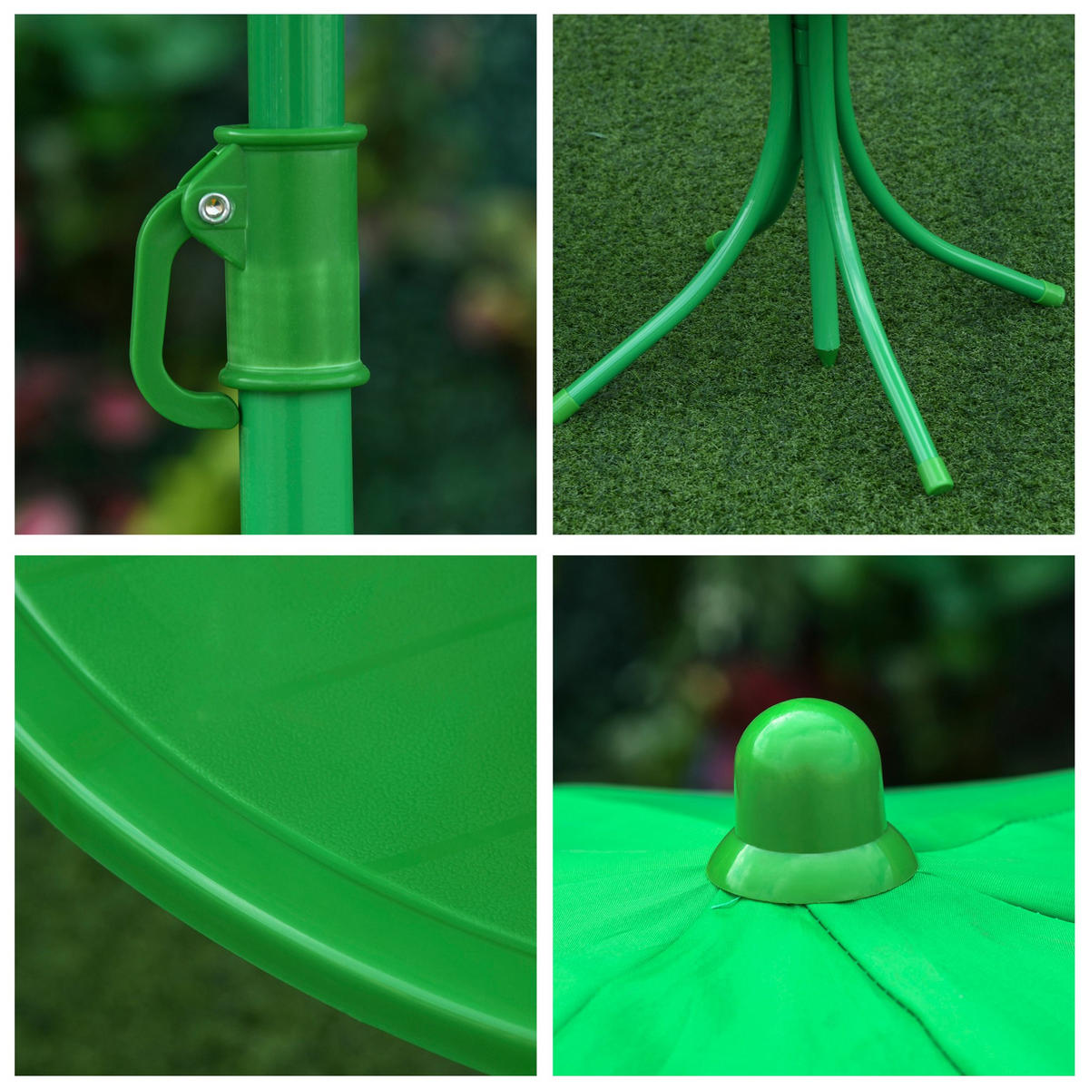 KINDERSITZGRUPPE DE-17546 Frosch-Design mit Sonnenschirm Grün - Grün, Metall (50/46/50cm) - ComfortXL