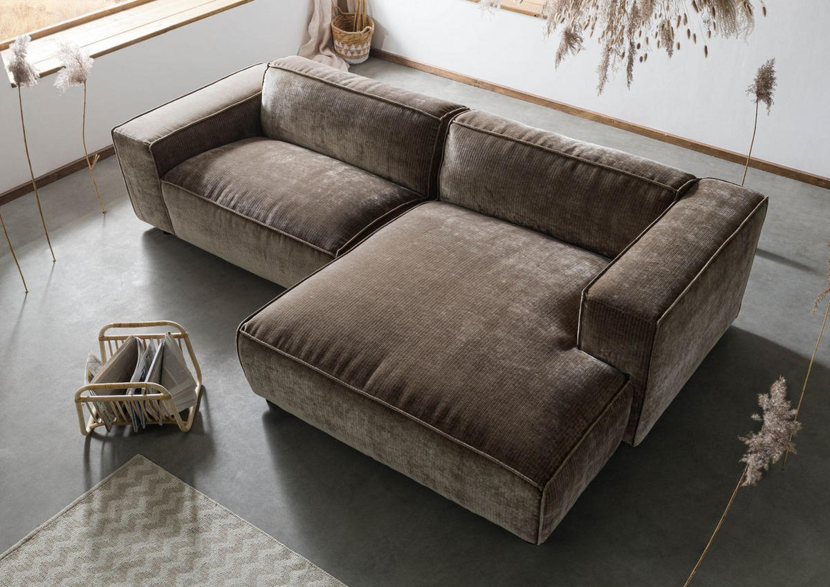 ECKSOFA 279x164x69 Cord taupe VALENCIA - Taupe, Kunststoff (279/164cm) - Massivmoebel24