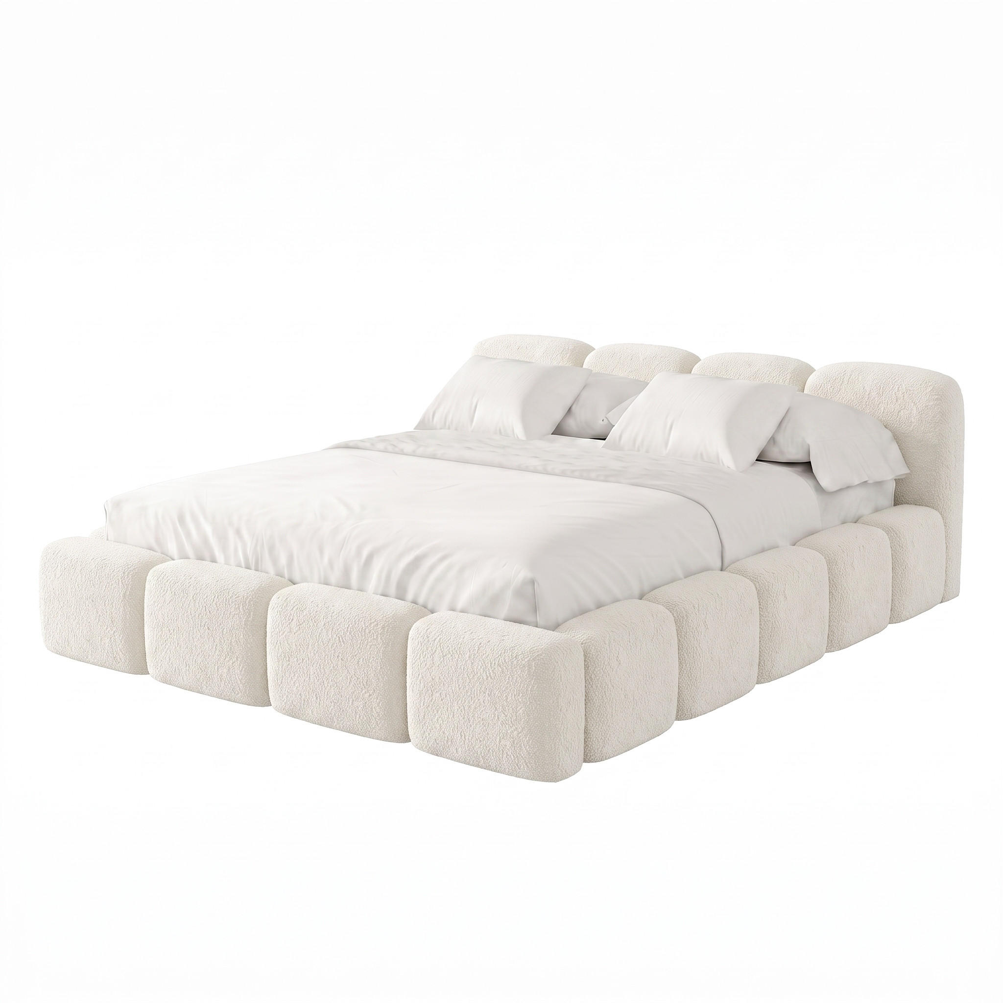 POLSTERBETT SUENO 180x200 cm in Creme, gepolstertes Kopfteil, Metalllattenrost, Bettkasten, Bouclé-Stoff - Creme/Naturfarben, Holz/Textil (180/200cm) - Muffo