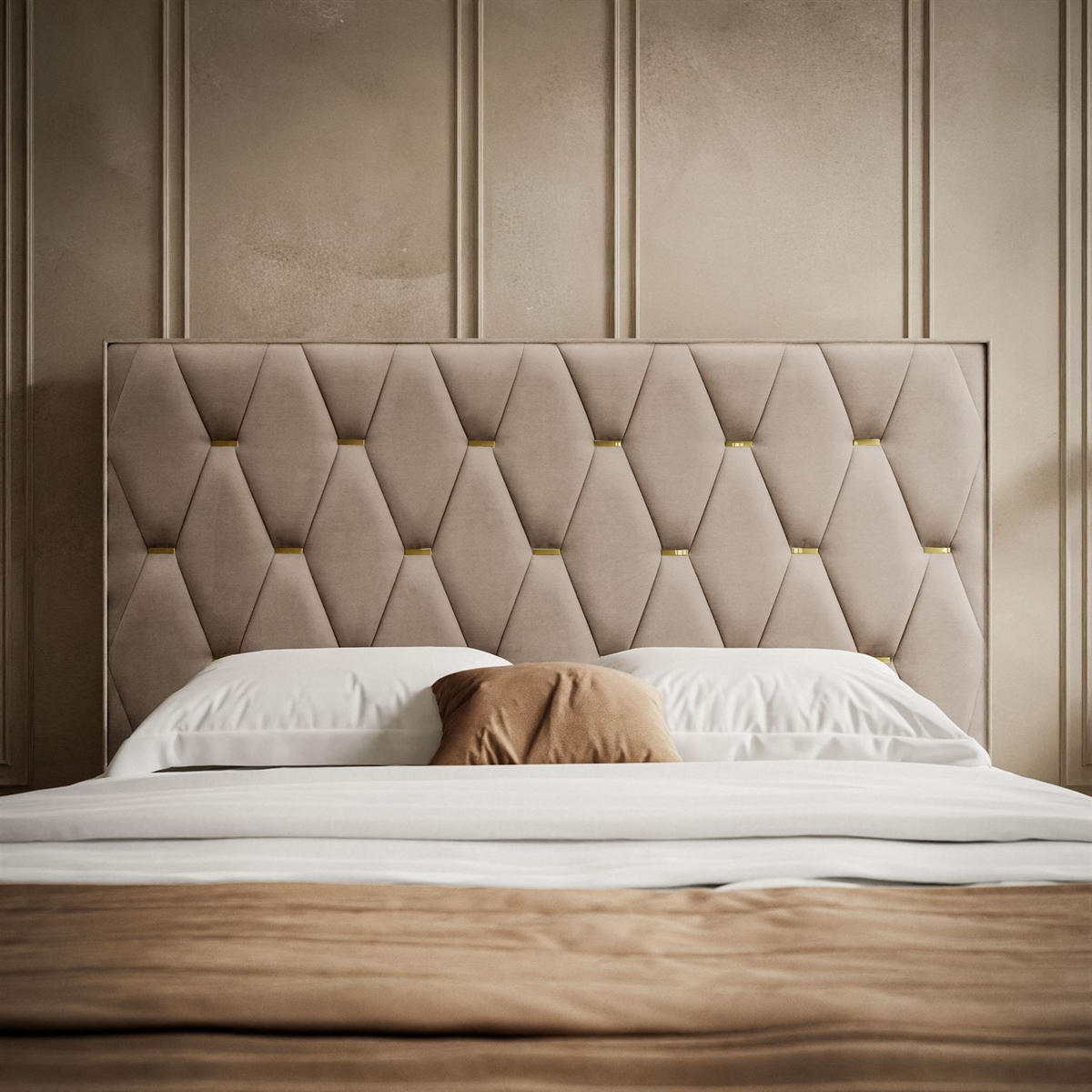 POLSTERBETT IZOLDA mit hohem Kopfteil 160x200 cm Royal Velvet 176 - Beige, Textil - Lookway