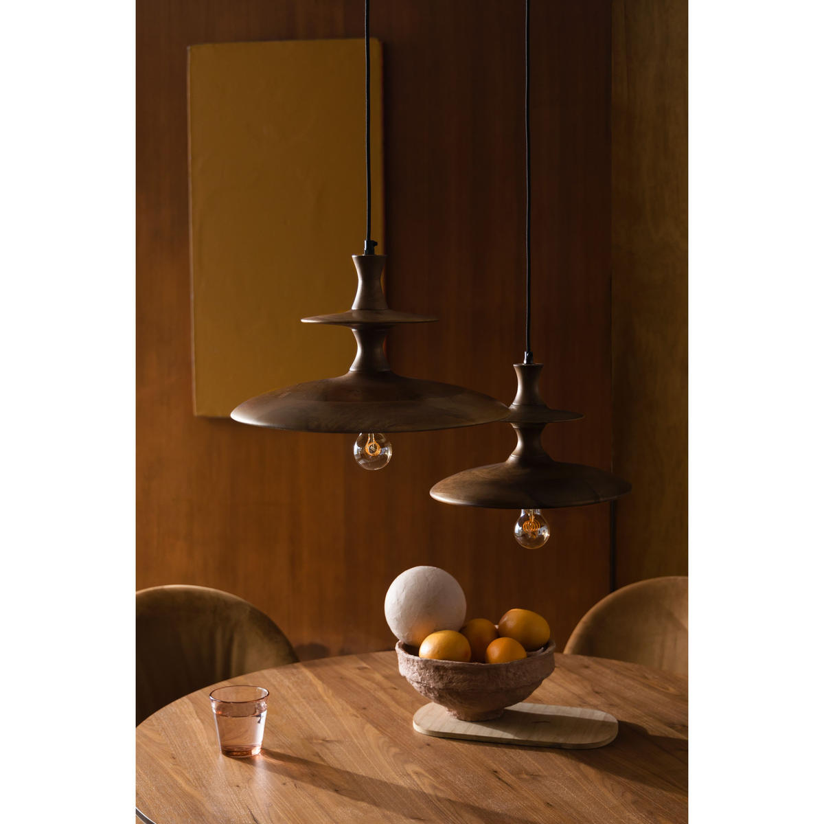 PENDELLEUCHTE Cath 43 cm Braun - Beige, Holz (43/43/25cm) - Dutchbone