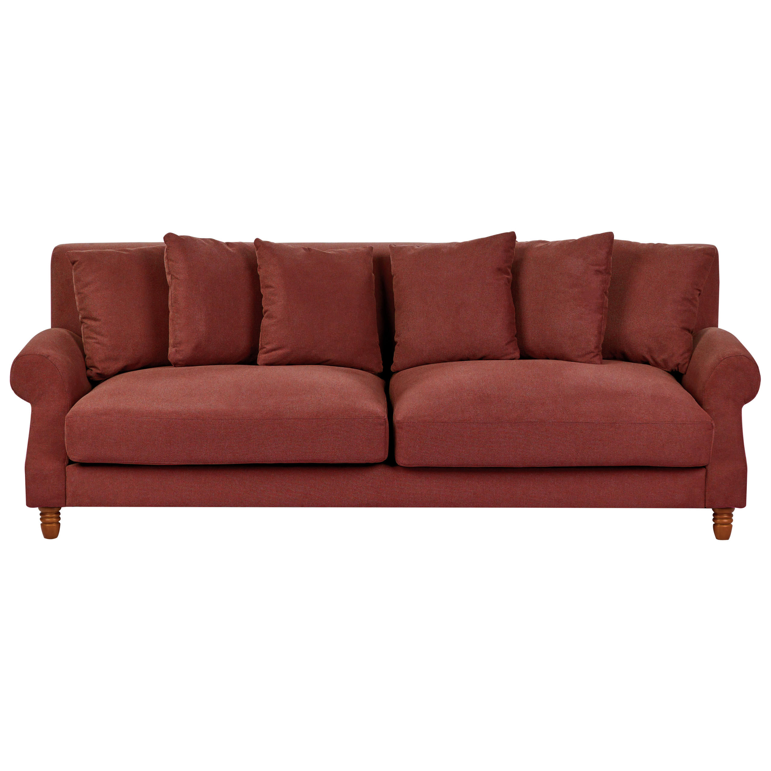 3-SITZER-SOFA rot Eike - Dunkelbraun/Rot, Textil (229/82/102cm) - Beliani
