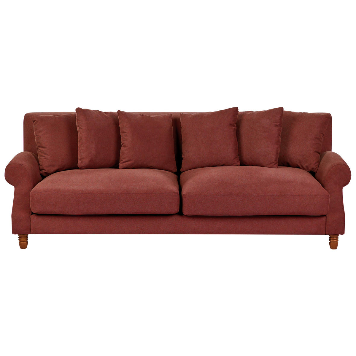3-SITZER-SOFA rot Eike - Dunkelbraun/Rot, Textil (229/82/102cm) - Beliani