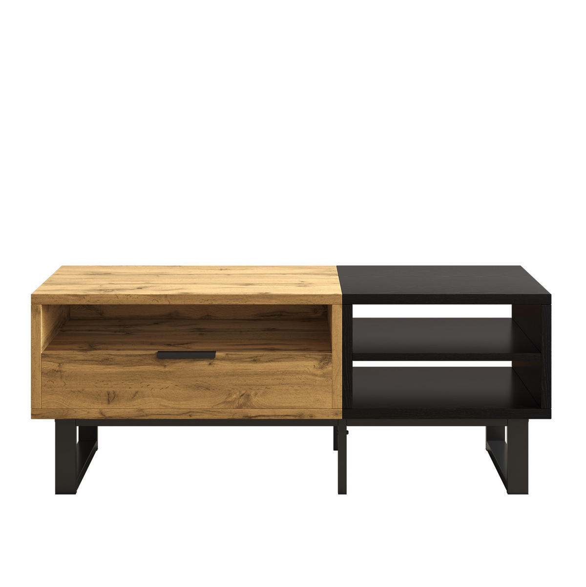 COUCHTISCH 100/50/40 cm mit Schublade und 3 offenen Fächern, Holzfarben/Schwarz - Naturfarben, Holzwerkstoff (100/50/40cm) - Redom