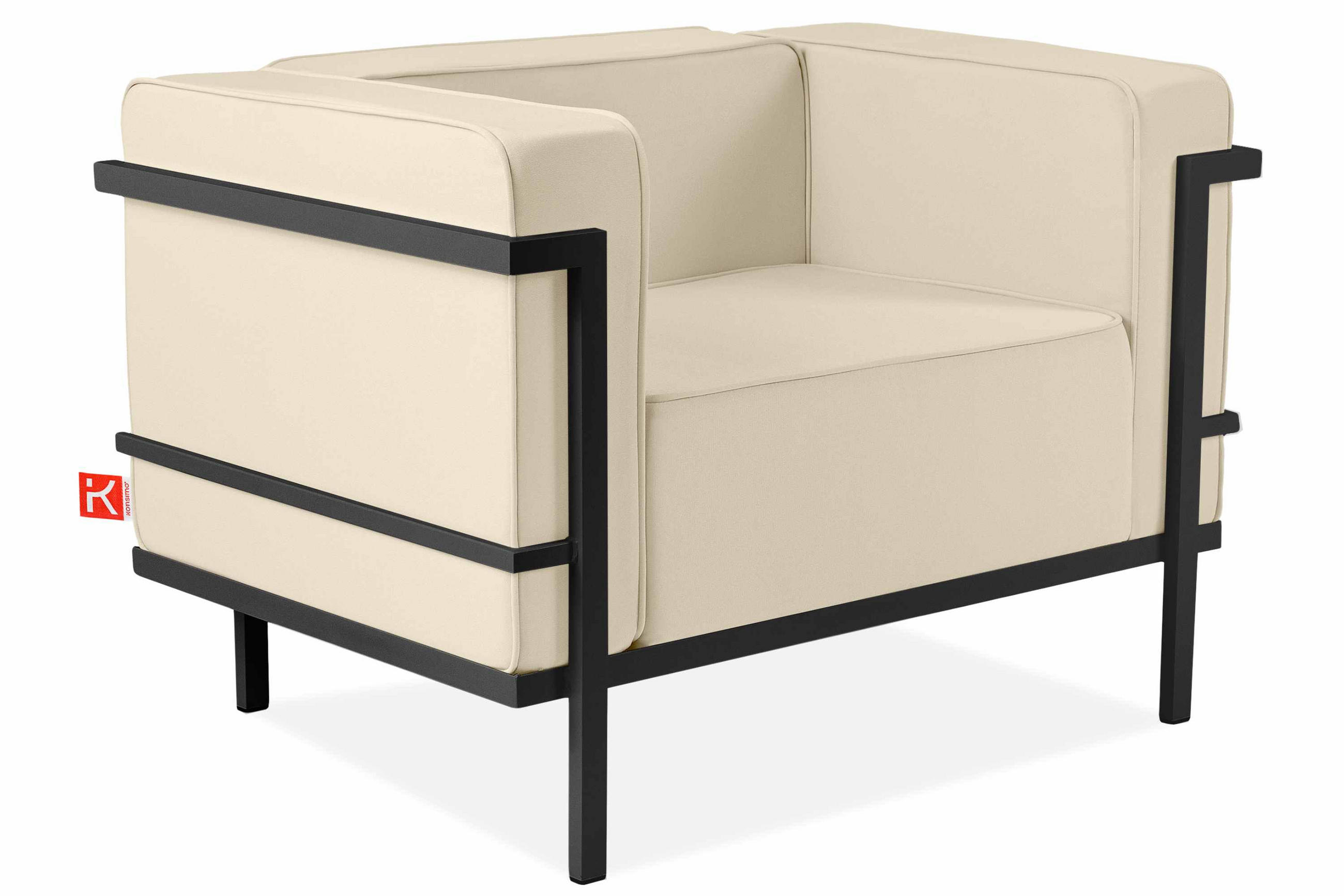 GARTENSESSEL TRIGLO Stahlgestell, Modern, Dunkelgrau/Cremeweiß - Dunkelgrau/Creme, Textil/Metall (99/70/69cm) - KONSIMO®